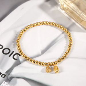 Gelang Tangan Biji Lada Gold Wanita Fashion Fu & Teratai Gelang Boba Anti Karat