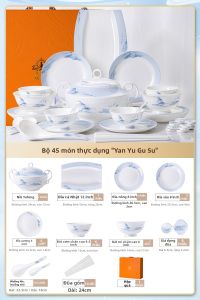 JINGDITAOCI | Bộ Dụng Cụ Bàn Ăn Gốm Sang Trọng để Tặng Quà