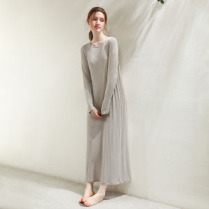 XEXZ | Soft Wool and Tencel Leisure Sleep Dress for Autumn and Winter