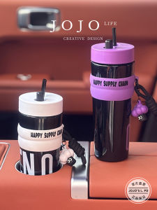 High-Temperature Resistant Straw Cup Fitness Portable Student Drinking Bottle Modern Style round Cylinder Food Grade Plastic