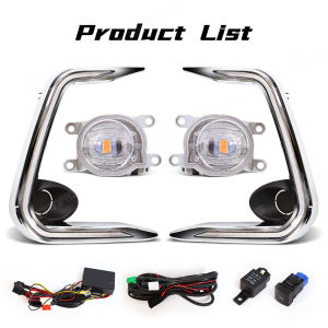 For Toyota Corolla Sedan 2019 2020 2021 2022 Car Daytime Runnig Light LED Front Fog Lamp Turn Signal Light With Chrome Covers