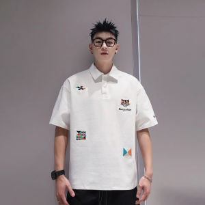 Áo Thun Nam Tay Ngắn Mùa Hè Dáng Rộng Cổ Tròn Thêu Dáng Mỏng Thời Trang Thường Ngày Tay Lửng Thiết Kế Thương Hiệu Mới