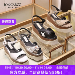 JONCARZZ Womens Platform Sandals Heightening Fishmouth Thick Bottom Square Head Fashionable Summer Open Toe Rubber Sole