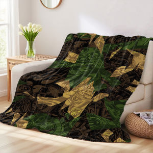 Skull Camo Print Flannel Blanket Ultra-Fine Fiber All Season Luxurious Fluffy Blanket Suitable For Beds Or Sofas