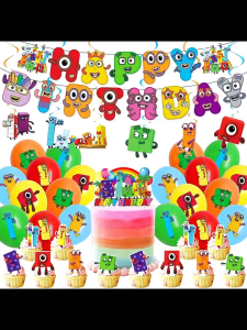 Numberblocks Birthday Theme Party Decoration Tableware Paper Cup Balloon Banner Cake Topper Baby