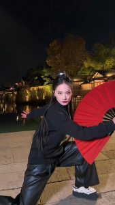 Chinese Kung fu fan/Red & Yellow & Black/Tai Chi Fan/Loud fan/Martial arts fan/Dance fan Tahan lama