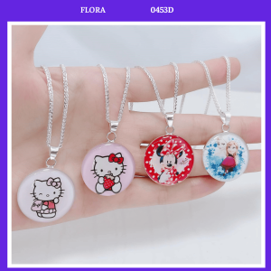 [1-2 NGÀY] FLORA 0453D - [Có bán lẻ] Dây chuyền bạc ta mặt hình Elsa mèo Hello Kitty Spider Man ... dành cho bé