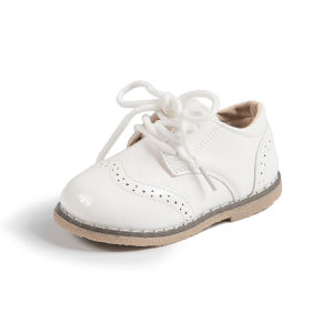 Giày Da Trẻ Em Chống Trơn Trượt Chống Thấm Nước Buộc Dây Màu Trơn Giày Thể Thao Bé Trai Bé Gái Giày Thường Ngày Lót Bông Phù Hợp Với Kích Thước