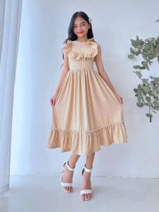 Girls Ruffle Midi Dress 7-12 Years Old | Sleeveless Flowy Party Dress for Kids
