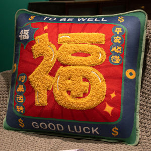 Modern Simple Style Square Pillow Car Rear Seat Sleeping Female Sofa Backrest Pillow National Trend Plush Removable Cover