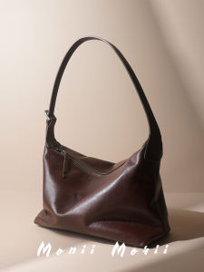 Monii Morii 2025 New Simple Dumpling Shaped Tanned Cowhide Leather Bag Versatile Underarm Crossbody Bag for Men And Women