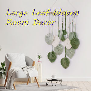 Large Leaf Woven Cotton Rope Tapestry Modern Bohemian Wall Hanging for Living Room or Bedroom Decor