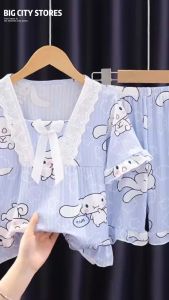 #523 kids teron Girls summer princess style short-sleeved thin cotton little girl home clothe
