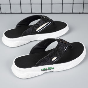 Casual Mens Summer Thong Slippers Anti-Slip Thick Bottom Sandals Beachwear Flat Heel PVC Fiber Upgraded Rubber Sole Shoes