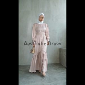 Gamis Aesthetic Satin Silk Premium Elegan Simple Kondangan Pesta Pernikahan Murah Mewah Lebaran 2024 Kekinian