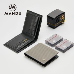 MANDU Business Mercerized Check Mens Wallet: A High-end Fashion Multi-function Moneybag