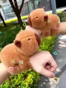 8 inch Capybara toy Plush Bracelet Capybara Animal Stuffed Toy for Kids Girls Gift Handheld Wrist Capybara Doll