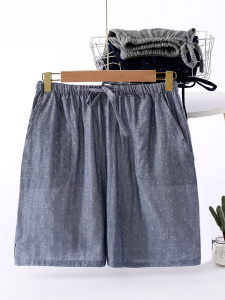 Mid-Waist Cotton Linen Blend Mens Sleepwear Shorts Breathable Comfortable Home Loungewear for Casual Summers