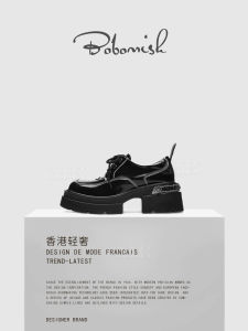 Fashionable round Toe Slip-On Loafers Womens Shoes British Style New Model Mini High Heel Buckle Casual Polyester Fiber Upgraded