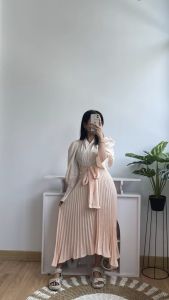 [Basica Moda] 58500 Gaun Dress Wanita Simple Assymetrical Shelomita Twistcone Import 01