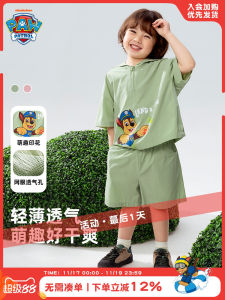 Summer Sportswear Short Sleeve Set for Boys Cartoon Style 90% Cotton 10% Spandex Casual Wear New 2025 PAW PATROL Kids Clothes