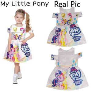 DRESS ANAK PEREMPUAN MURAH IMPORT SABRINA SATIN PRINTING FROZEN MY LITTLE PONY