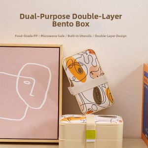 Microwaveable Double-layer Large Capacity Meal Box for Office Workers
