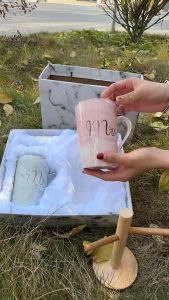 Personalized Mug 13.5 Oz Mr and Mrs Coffee Mugs Wedding Gift Couple Bride and Groom Ceramic Marble