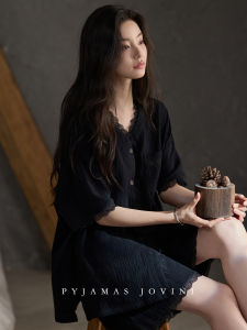 Breathable Lace Sleepwear Set Cotton Fabric Cooling