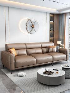 Italian Minimalist Tech Fabric Cat Scratching Sofa Solid Wood Frame 2025 Series Straight Row Three-Seater Sofa