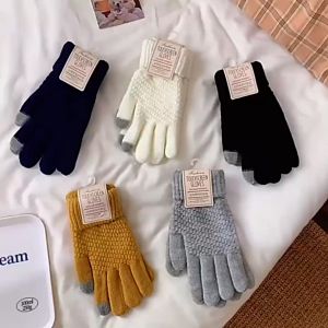 Găng tay len (Bao tay len) dày màu trơn giữ ấm thiết kế ngón tay chạm màn hình cảm ứng - Touchscreen Gloves - Mã GT000