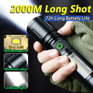 Super Bright LED Flashlight Rechargeable Waterproof Original Laser Wick Zoom Six Lighting Modes Portable Outdoor Camping Searchlight