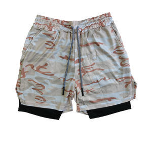 Mens Double Layer Fitness Shorts Drawstring Mesh Lining Elastic Waist Breathable Quick Dry to Beach Pool Summer Male