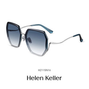 HELEN KELLER | Large Face Slimming Polarized Metal Geometric Sun Glasses