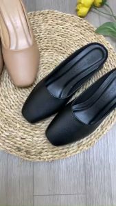 ( chân mập mn tăng lên 1size ) Giày sục nữ 5cm mũi vuông trơn da mờ đế cao cấp chống trơn TT Shoes tiv5p