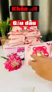 Thùng 10 Gói Khăn Uớt Gấu Hồng (1 Gói 80 Tờ) - Khăn Uớt Gấu Dâu Lotso Tiện Lợi Tiết Kiêm