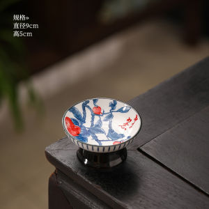Blue And White Ceramic Plate High Footed Tray for Dry Fruits Living Room Chinese Tea Snacks Gongfu Tea Offering Tray Decoration