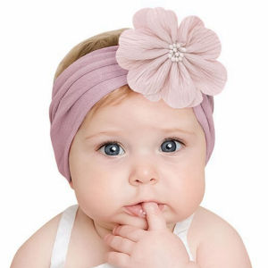 3Pc/set Flower Bow Baby Hairband Solid Color Elastic Headband Nylon Turban Headscarf Princess Girl Headwear Kid Hair Accessories