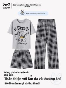 Bộ đồ ngủ nữ MiiOW vải cotton tay ngắn quần short hoạt hình dễ thương - Mùa hè