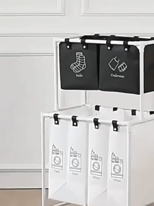 Multi-Tier Bathroom Laundry Storage Rack Space Saving Large Capacity Clothes Organizer Basket
