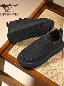 Septwolves Mens Casual Business Shoes Slip-On Work Boots Autumn Genuine Leather Soft Bottom Birkenstock Fashion Low Top