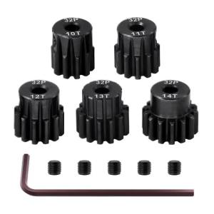 5pcs Steel Hardened 32P Pinion Gears 10T 11T 12T 13T 14T 3.175mm Shaft for Traxxas Arrma HSP HPI AXIAL Tamiya Losi 1/10 RC Car