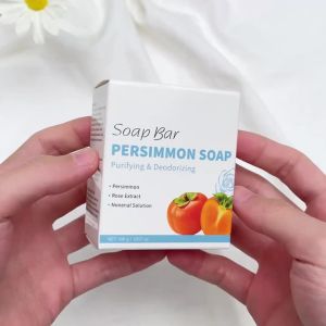 Persimmon Soap Bar Japanese Persimmon & Green Tea Extract For Men and Women Gentle on All Skin Types Deodorizing Soap Rose Scent