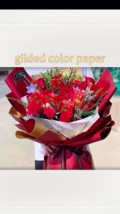 20pcs Gilt Wrapping Paper Two-Color Thick High-Quality Waterproof Floral Wrapping Paper Bouquet Packaging