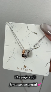 MILLENNE Made For The Night The Perfect Duo Cubic Zirconia Silver Necklace with 925 Sterling Silver