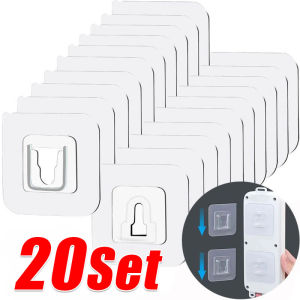 20/10/5ชุดตะขอติดผนังแบบมีกาวในตัวสองด้าน / ตะขอติดผนังชนิดติดกระดุมใส