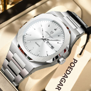 POEDAGAR Fashion Brand Male Wristwatch Waterproof Luminous Stainless Steel Men Clock Date Week Casual Quartz Mens Watches Reloj