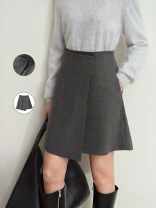 AMII | Winter New Office-friendly Versatile A-line Midi Skirt for Petite Figures