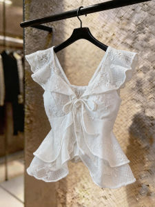 SHUAIYUE | Áo Blouse Elegance Pháp Ngọt Ngào Thiết Kế Nơ Tay Chuông