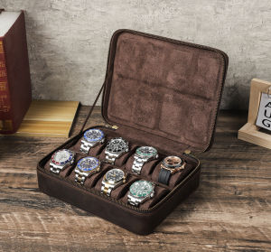 Genuine Leather 8 Slots Watch Case Travel Portable Box Gift for Men Watch Box WatchCase for Women